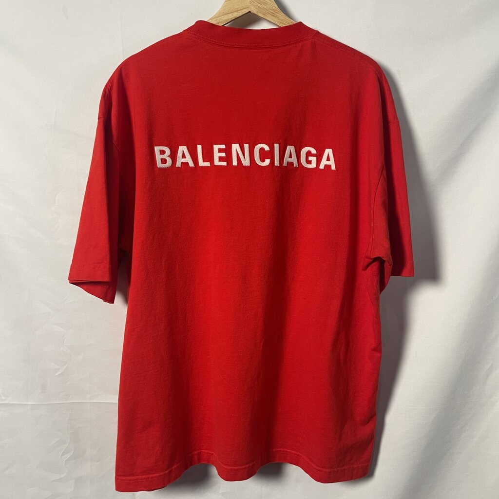 Balenciaga Red Back Logo Tee Sz. M