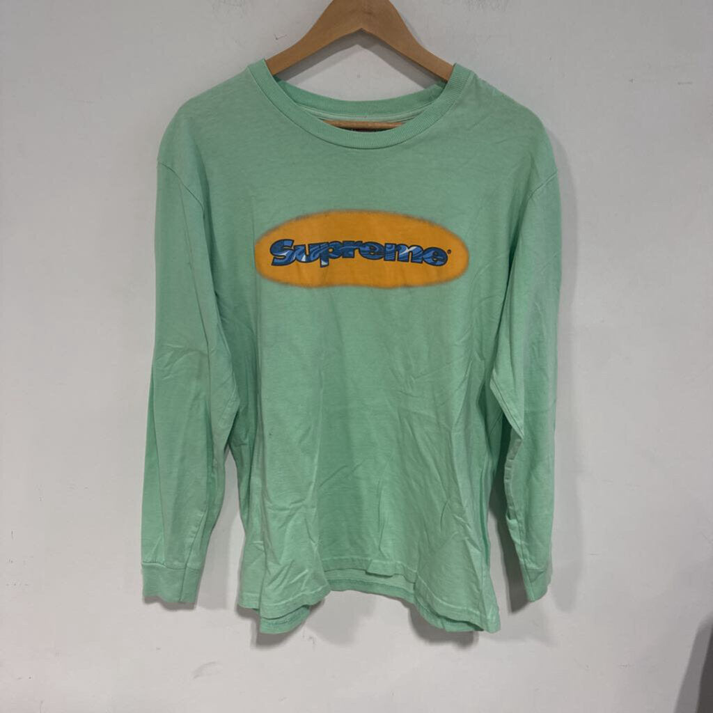 Supreme Yellow and Blue Logo L/s Sz. M