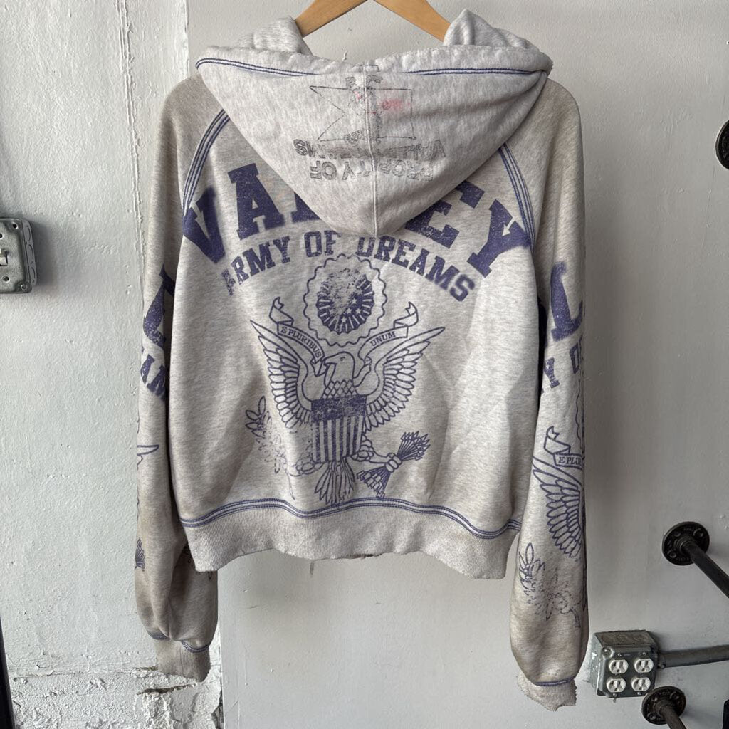 VALE GREY GRAPHIC HOODIE SZ. M