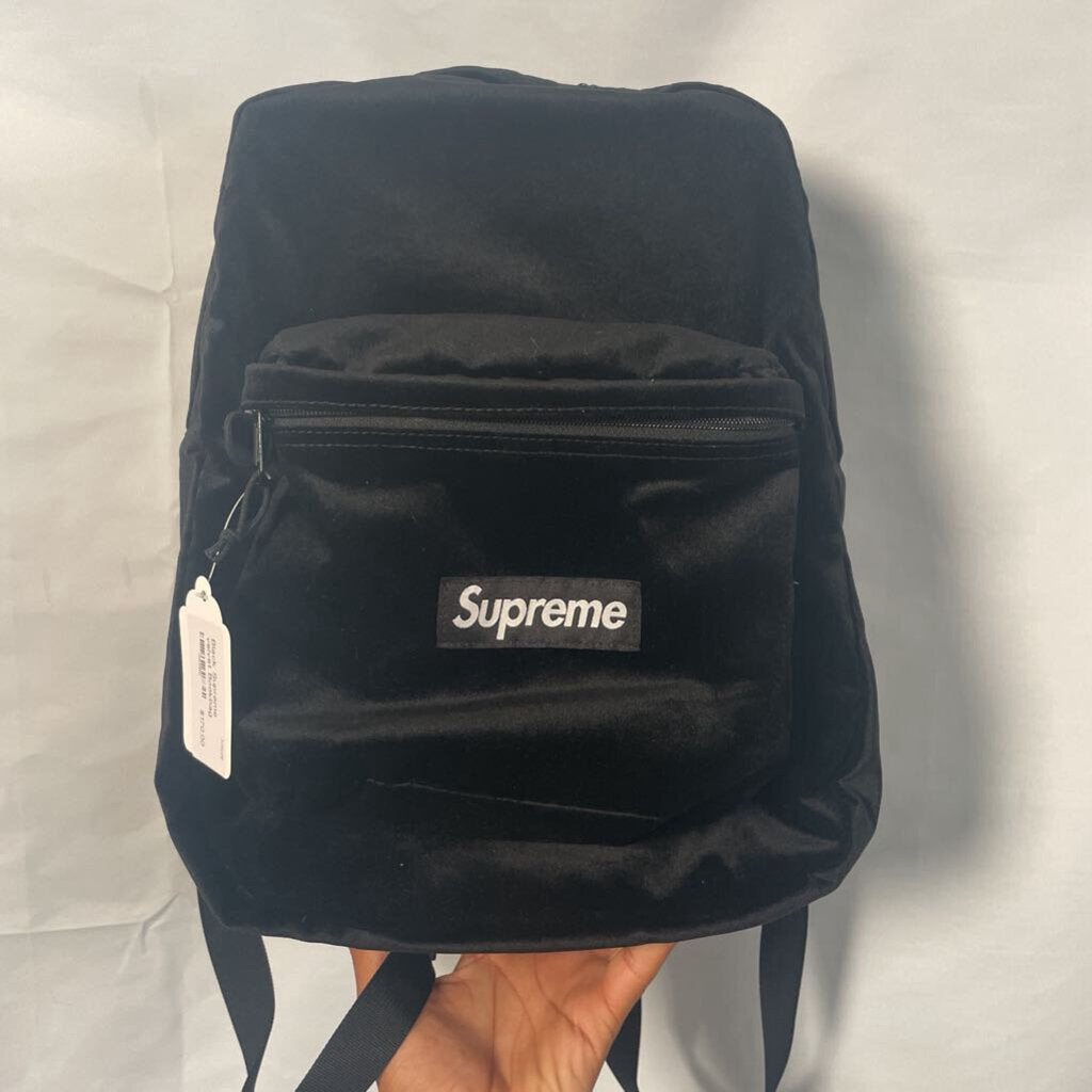 Black Supreme velvet Bookbag