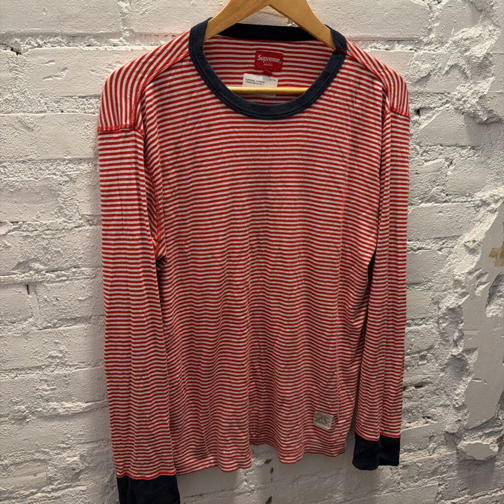 SUPREME STRIPPED LONGSLEEVE SZ L