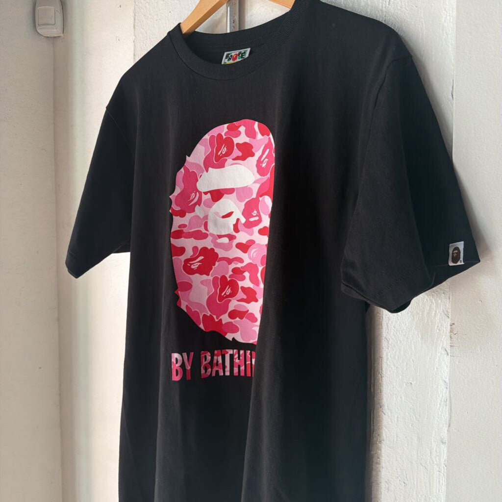 BAPE HEAD PINK/ BLK SHIRT SZ L