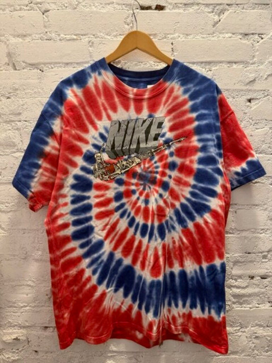 NIKE SKELETON RED TYE DYE TEE SZ LARGE