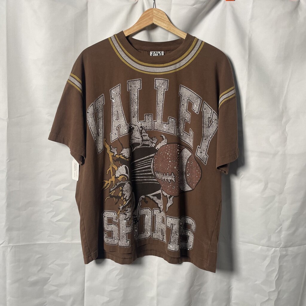 Vale Brown Football Tee Sz. M