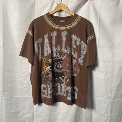 Vale Brown Football Tee Sz. M