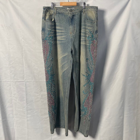 Vale Blue and Pink Crystal Denim Sz. 36