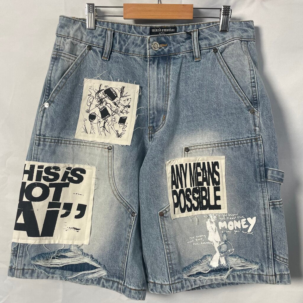 ME Blue Patch Work Shorts Sz. 30