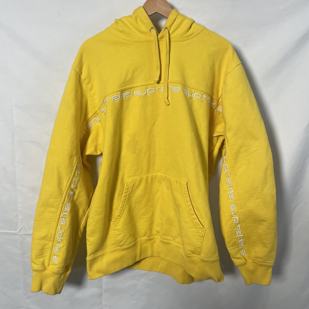 Supreme Text Stripe Hoodie Sz. L