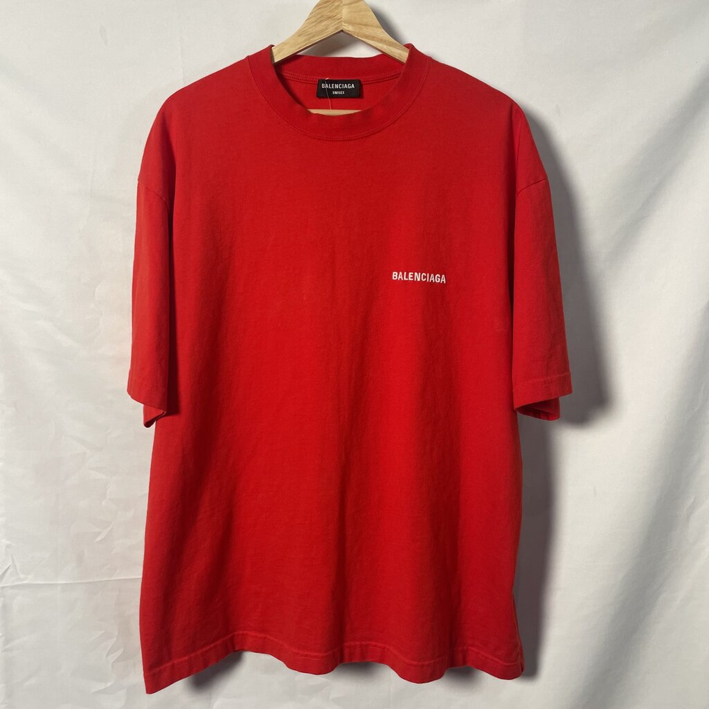 Balenciaga Red Back Logo Tee Sz. M