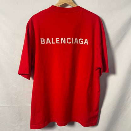 Balenciaga Red Back Logo Tee Sz. M