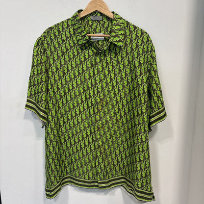 DIOR OBLIQUE GREEN SLIK SHIRT L