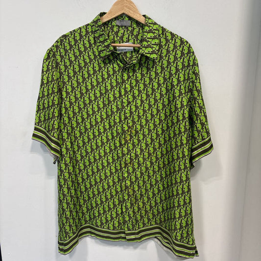 DIOR OBLIQUE GREEN SLIK SHIRT L