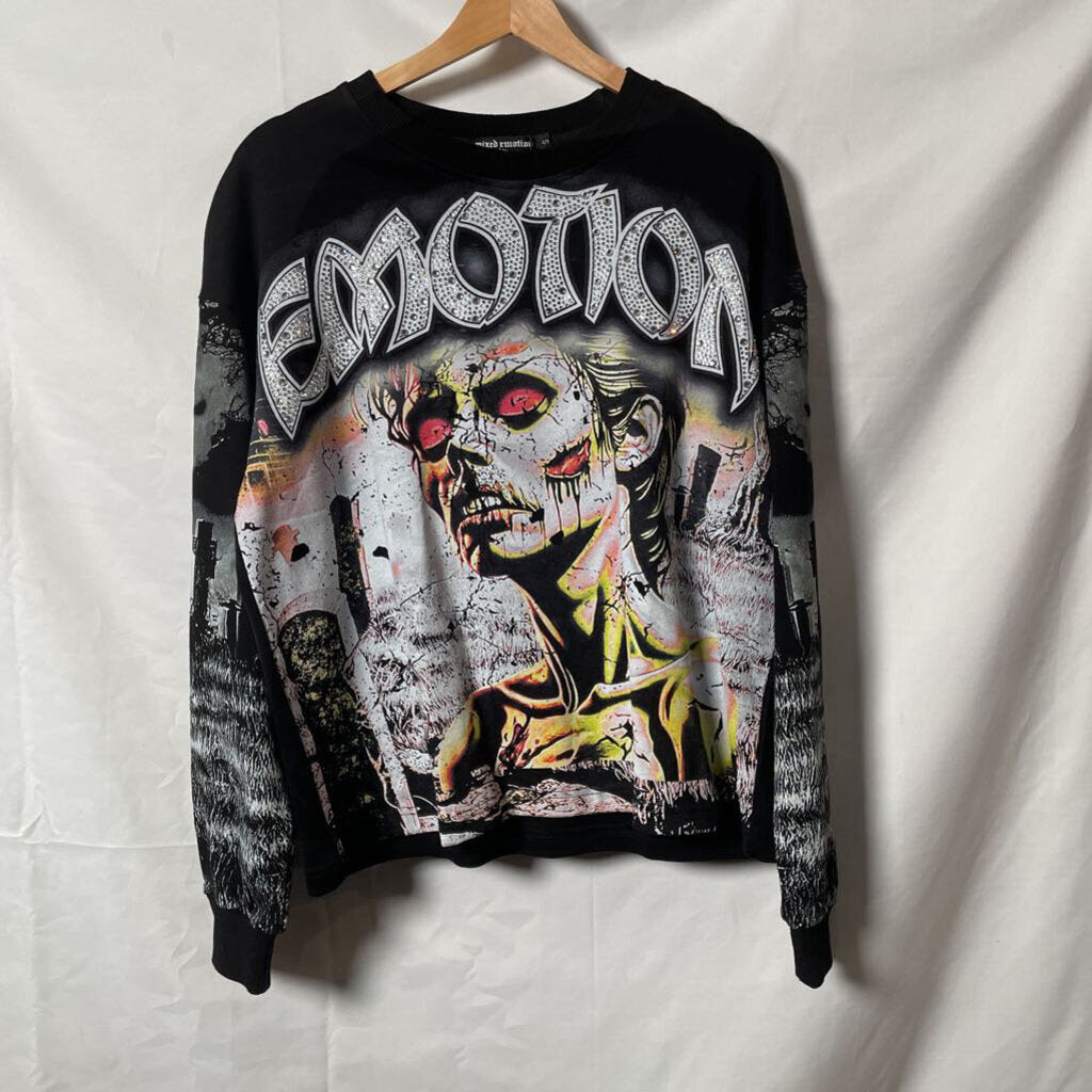 Mixed Emotion Rhinestone Zombie LS Sz. M
