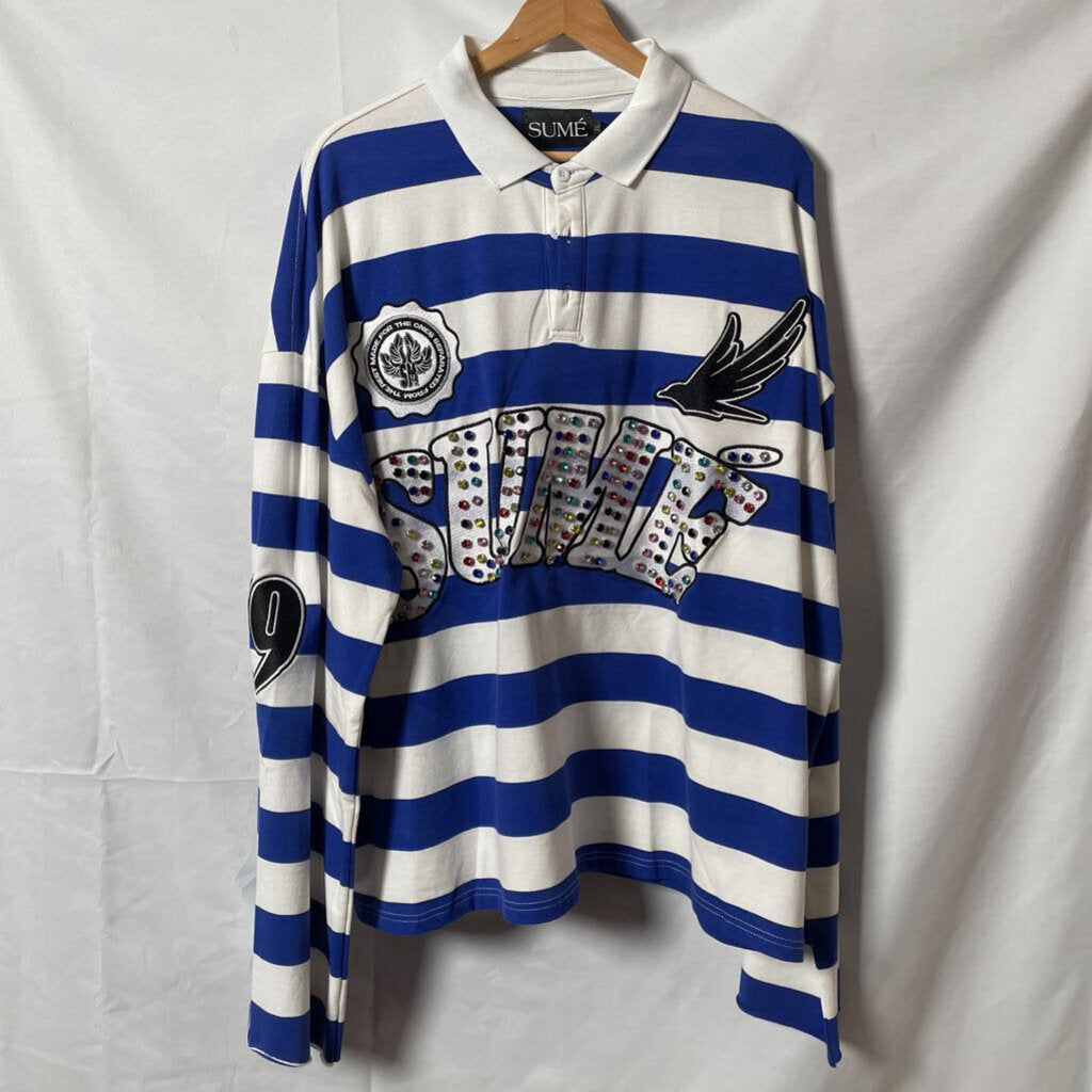 Sume Blue Rhinestone Rugby Sz. XL