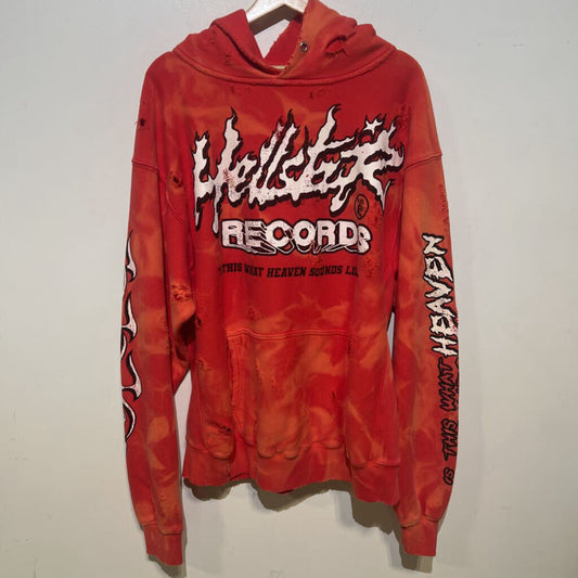 HELLSTAR RECORDS RED AND BLACK HOODIE SZ L