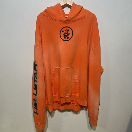 HELLSTAR ORANGE AND BLACK HOODIE SZ EXTRA LARGE