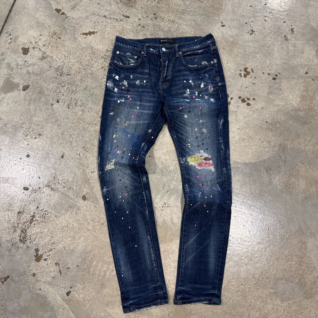 PURPLE PAINT SPLATTER JEANS SZ 32