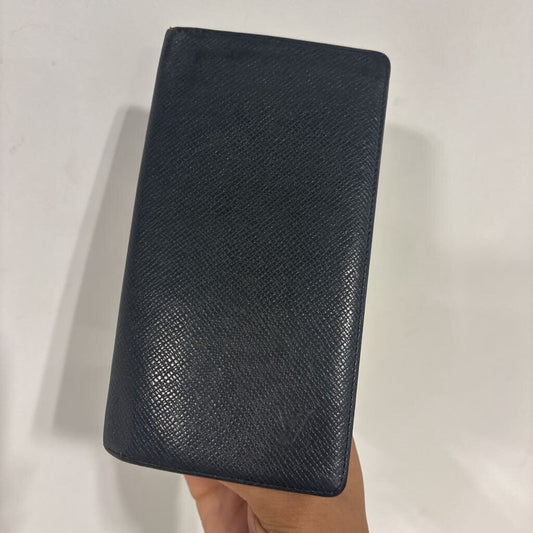 Black Leather LV Bi Fold Wallet