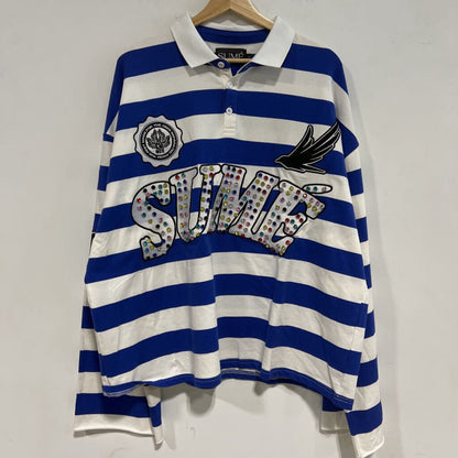 Sume Blue Rhinestone Rugby Sz. L