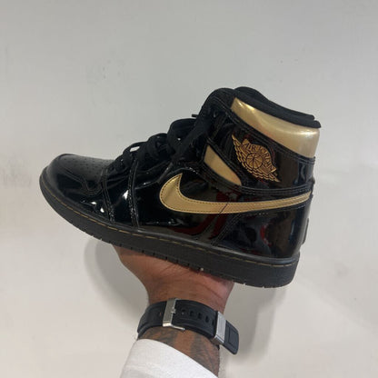 JORDAN 1 BLACK METALLIC GOLD SZ 9.5