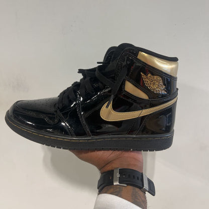 JORDAN 1 BLACK METALLIC GOLD SZ 9.5