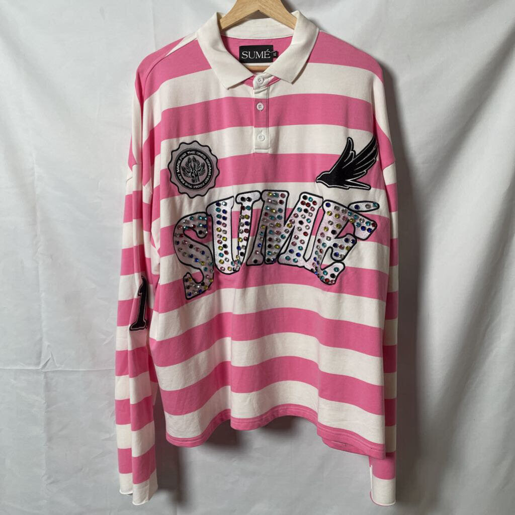 Sume Pink Rhinestone Rugby Sz. XL