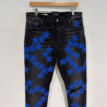 AMIRI BLUE AND BLACK STARS SZ 36