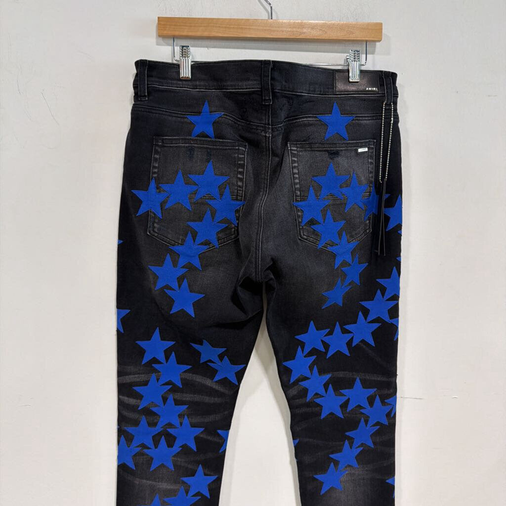 AMIRI BLUE AND BLACK STARS SZ 36