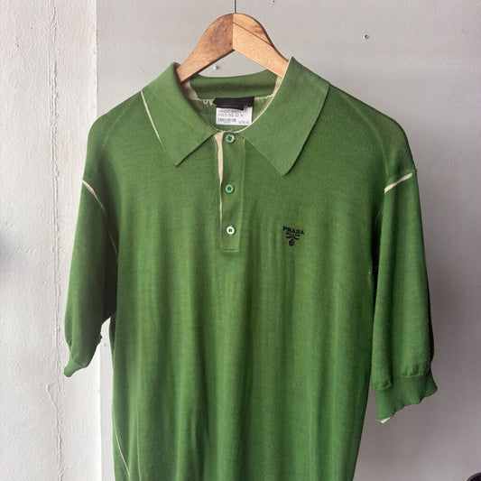 PRADA GREEN POLO TEE SZ. M