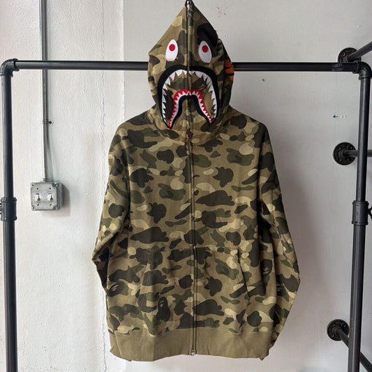 GREEN BAPE FULL ZIP SHARK SZ XXL