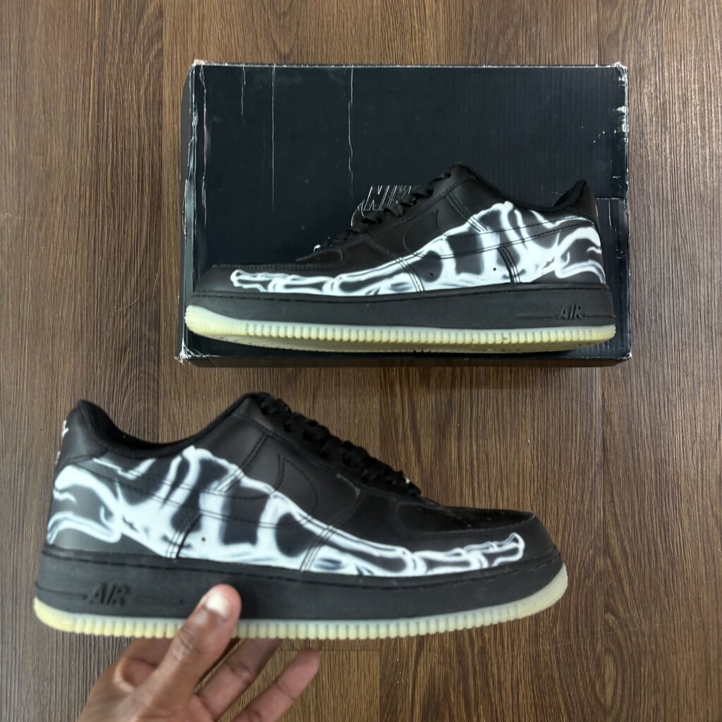 NIKE AIR FORCE 1 SKELETON " BLK " SZ. 9.5