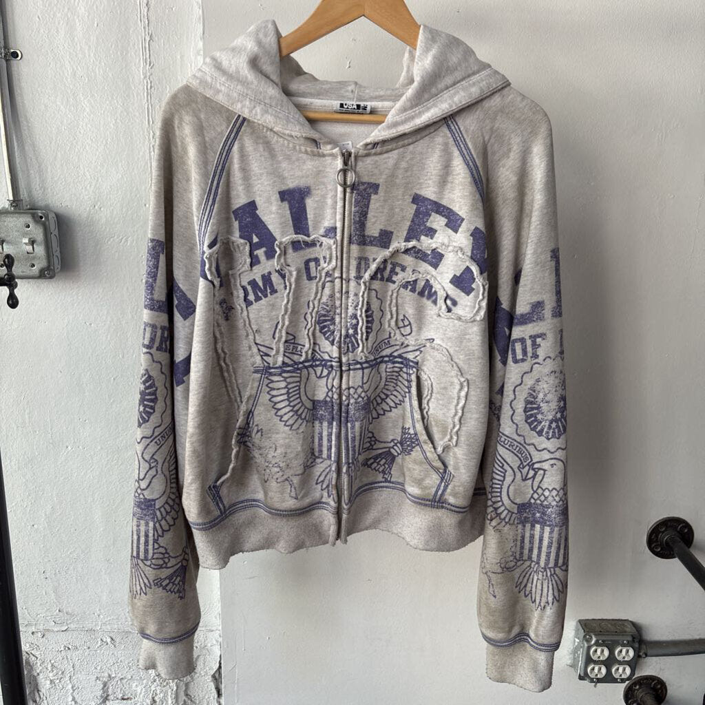 VALE GREY GRAPHIC HOODIE SZ. M
