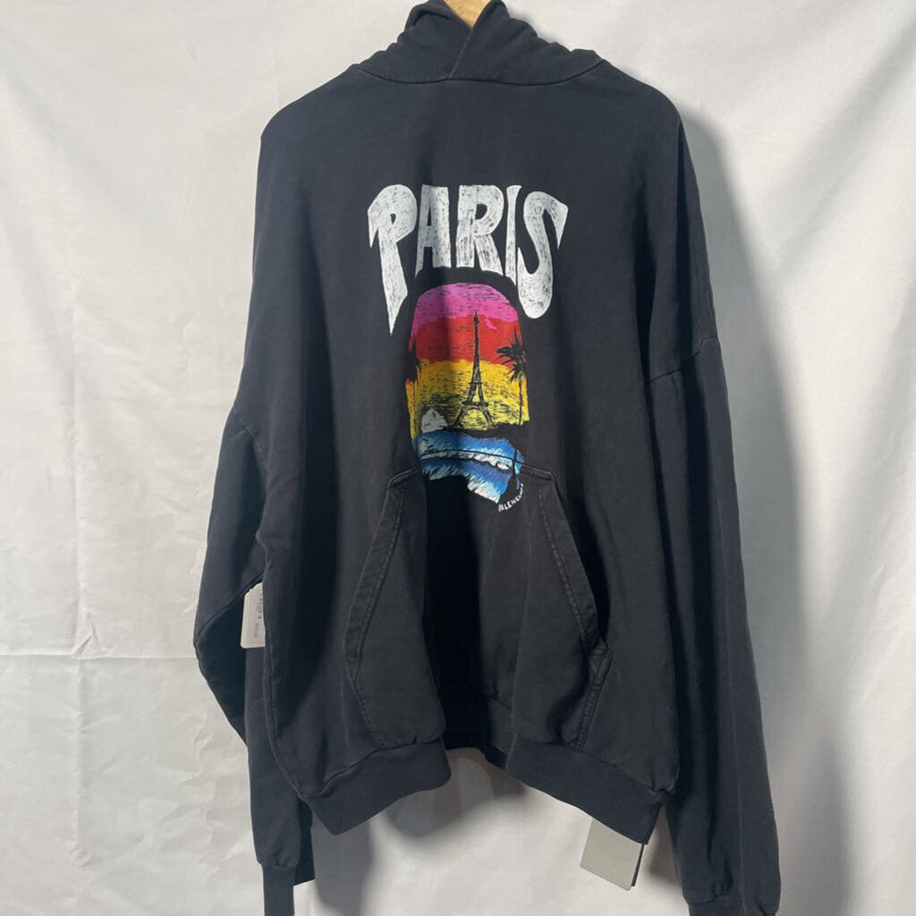 Balenciaga Black Paris Hoodie Sz. 4