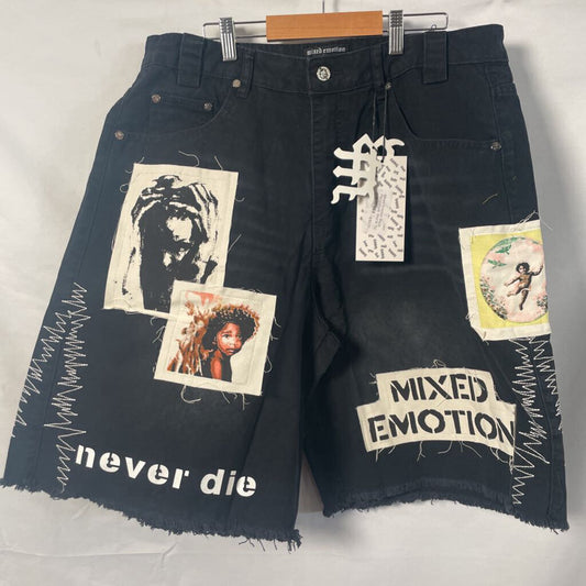 Mixed Emotion Black PatchWork Shorts Sz. 34