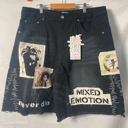 Mixed Emotion Black PatchWork Shorts Sz. 36