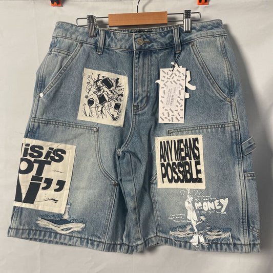 Mixed Emotion Blue Double Knee Shorts Sz. 32