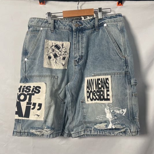 Mixed Emotion Blue Double Knee Shorts Sz. 34