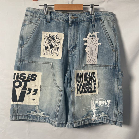 Mixed Emotion Blue Double Knee Shorts Sz. 36