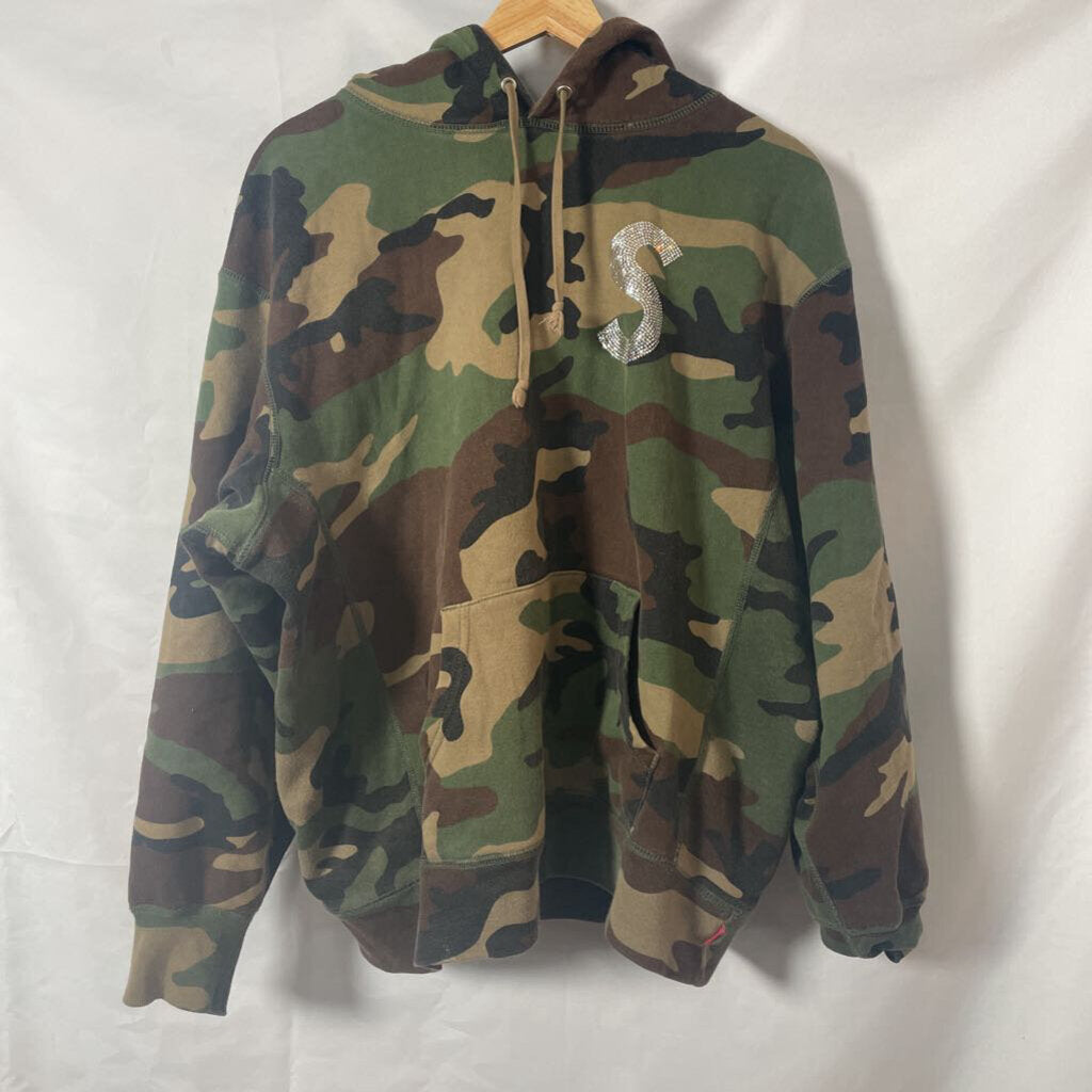 Supreme Camo S Logo Bling hoodie Sz. M