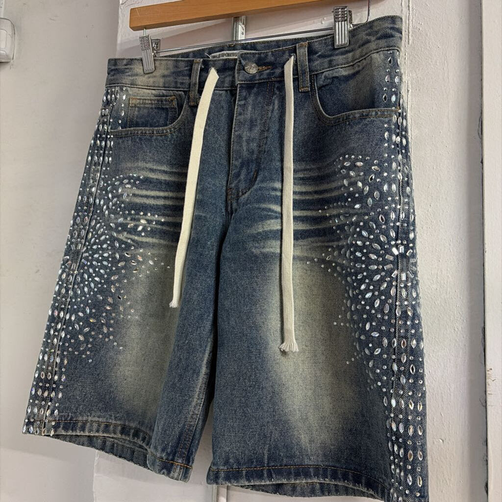 VALE SPORT DENIM RHINESTONE JORTS SZ 30