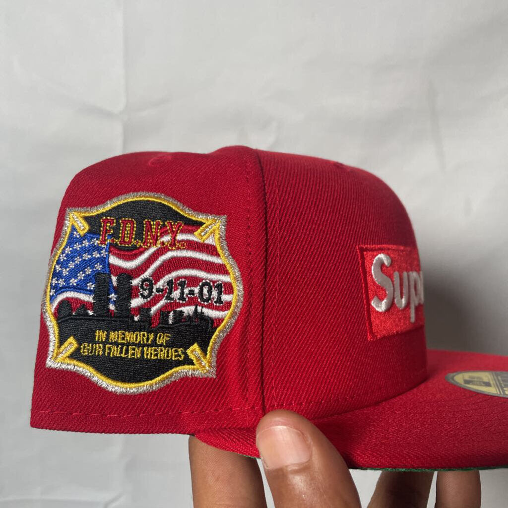 Supreme Red FDNY Fitted Hat Sz 7 3/8