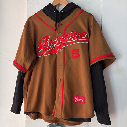 SUPREME HOODED BASEBALL JERSEY SZ. S