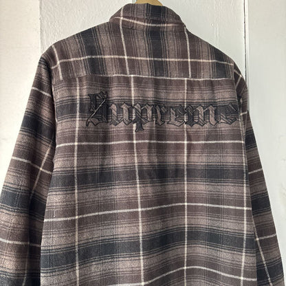 SUPREME BACK LOGO FLANNEL JACKET SZ M