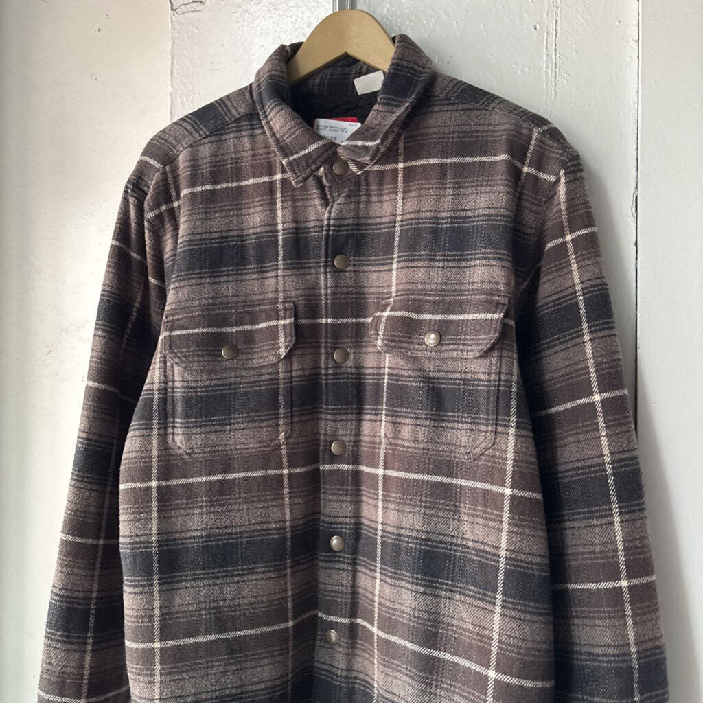 SUPREME BACK LOGO FLANNEL JACKET SZ M