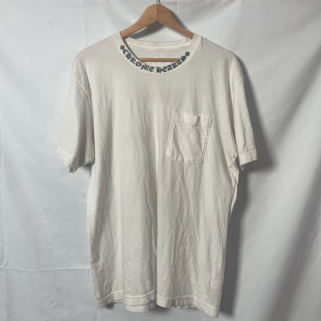 White Neck Color CH tee Sz. L