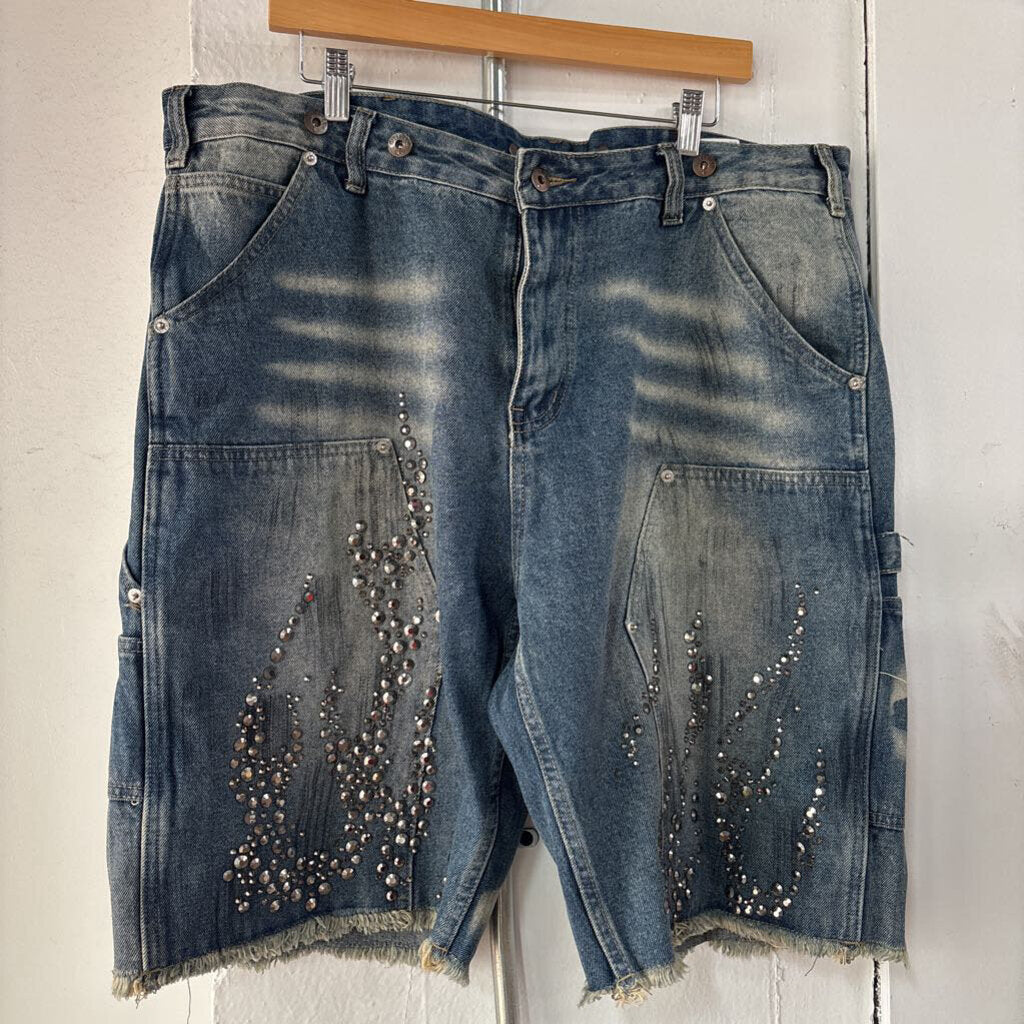 HELLSTAR RHINESTONE JORTS SZ. 3XL