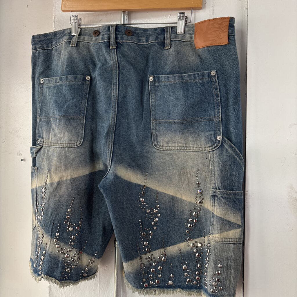 HELLSTAR RHINESTONE JORTS SZ. 3XL