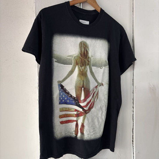 WHITE GIRL AMERICAN FLAG TEE SZ. M