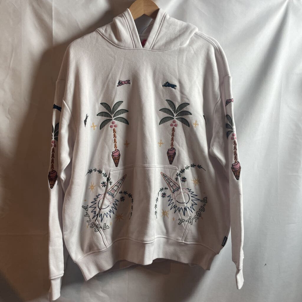 Ice cream White Tropical hoodie Sz. L