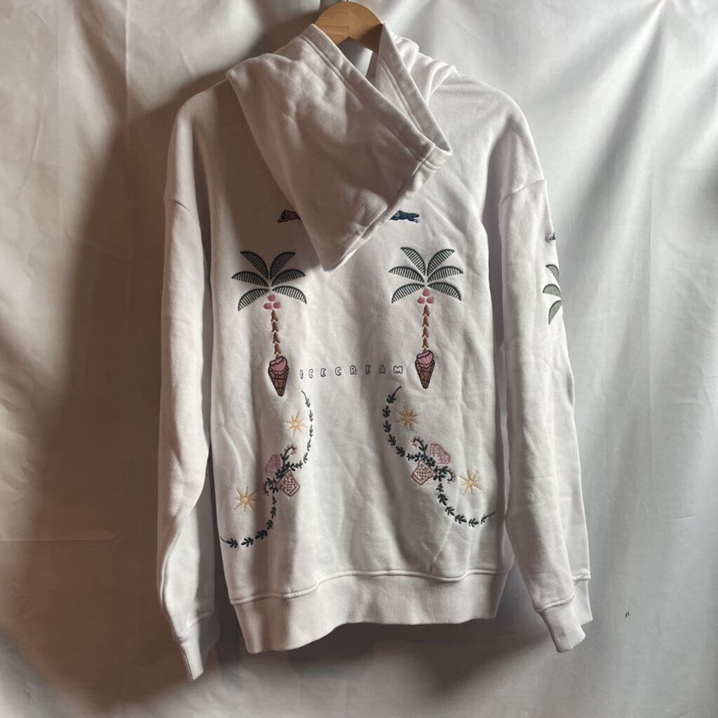 Ice cream White Tropical hoodie Sz. L